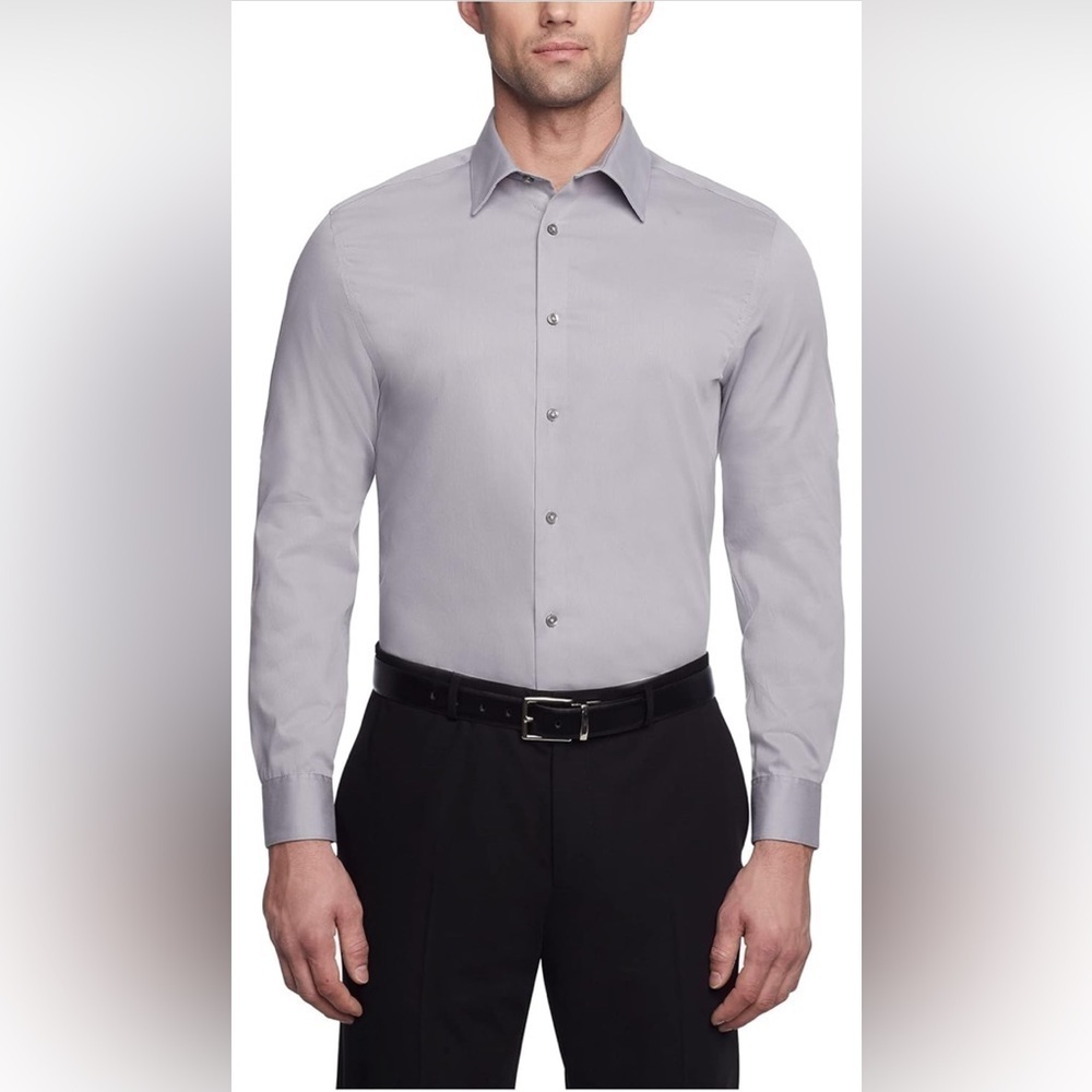 Calvin Klein Men's Dress Shirt Slim Fit Non Iron Solid